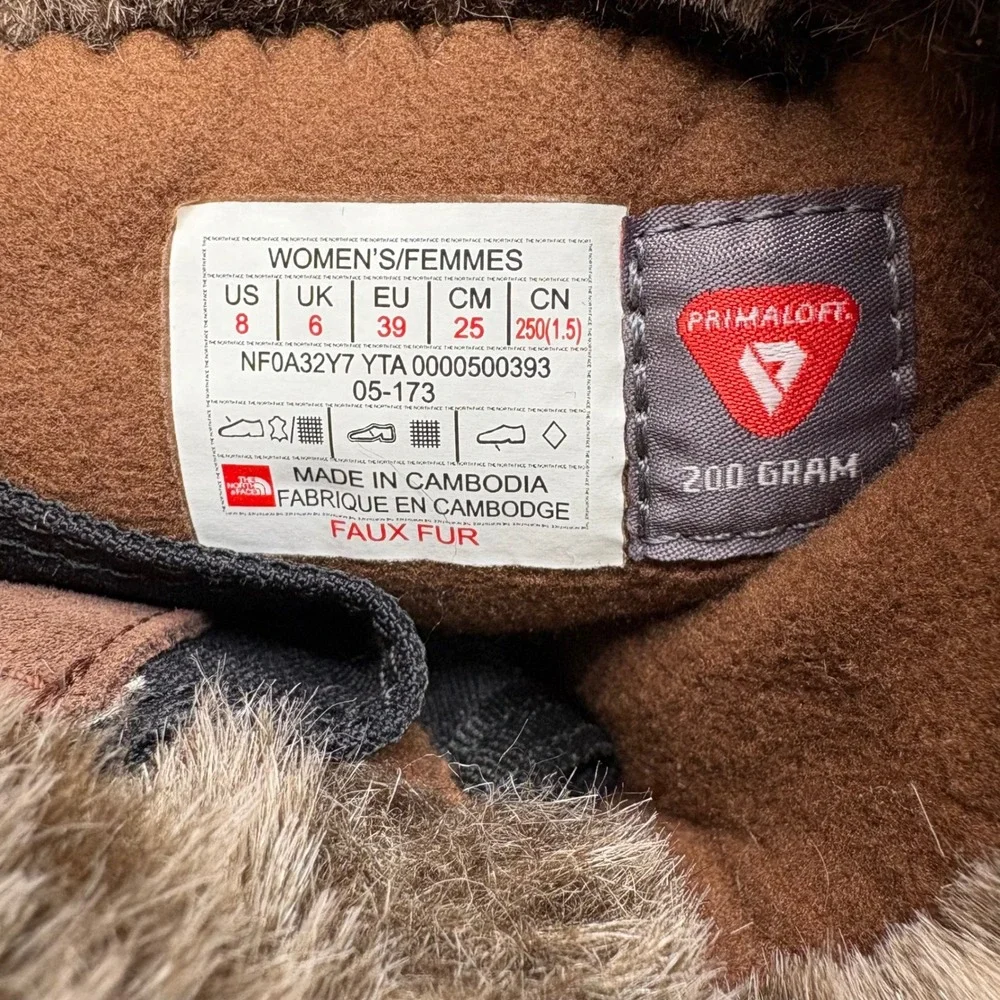 The North Face Womens Nuptse Purna II Brown Waterproof Suede Winter Boots Size 8